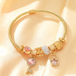 Golden Key & Lock Charm Bangle Bracelet