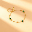 Gold Green Crystal Chain Bracelet