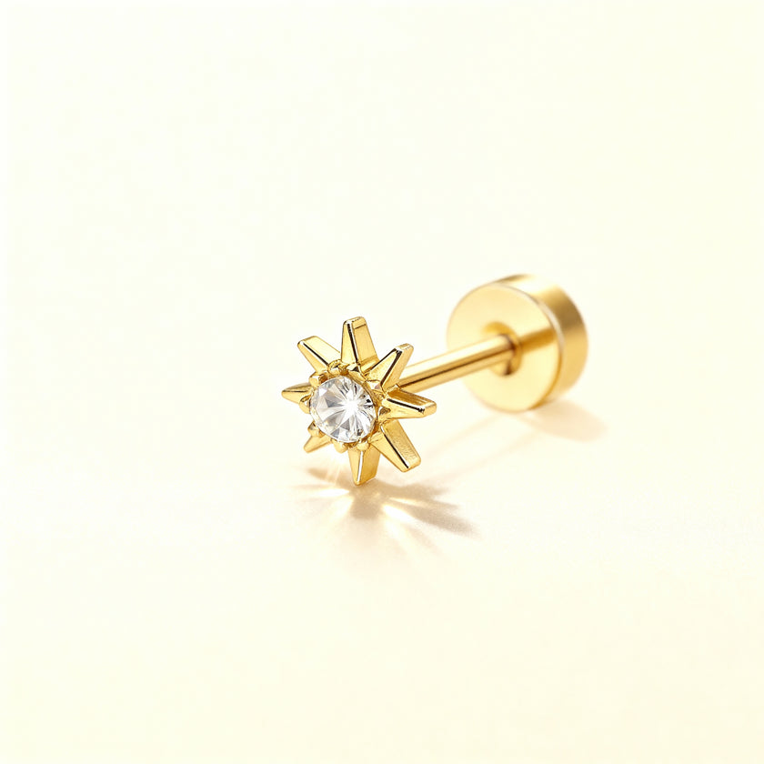 Golden Sunburst Stud Earring