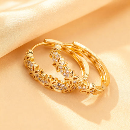 Golden Floral Hoop Earrings