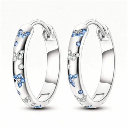 Blue Butterfly Hoop Earrings