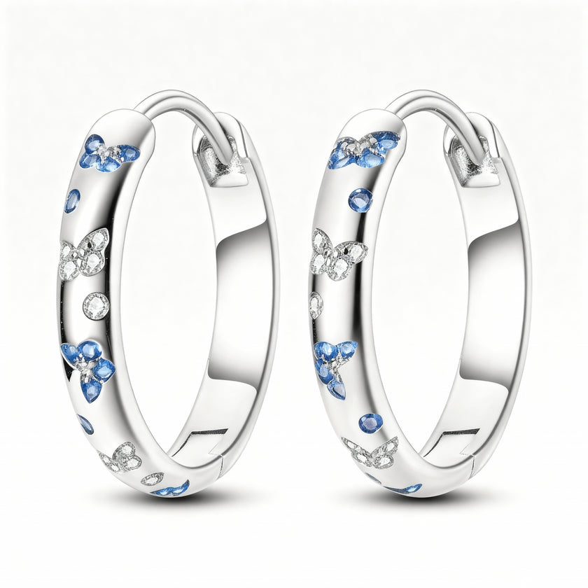Blue Butterfly Hoop Earrings
