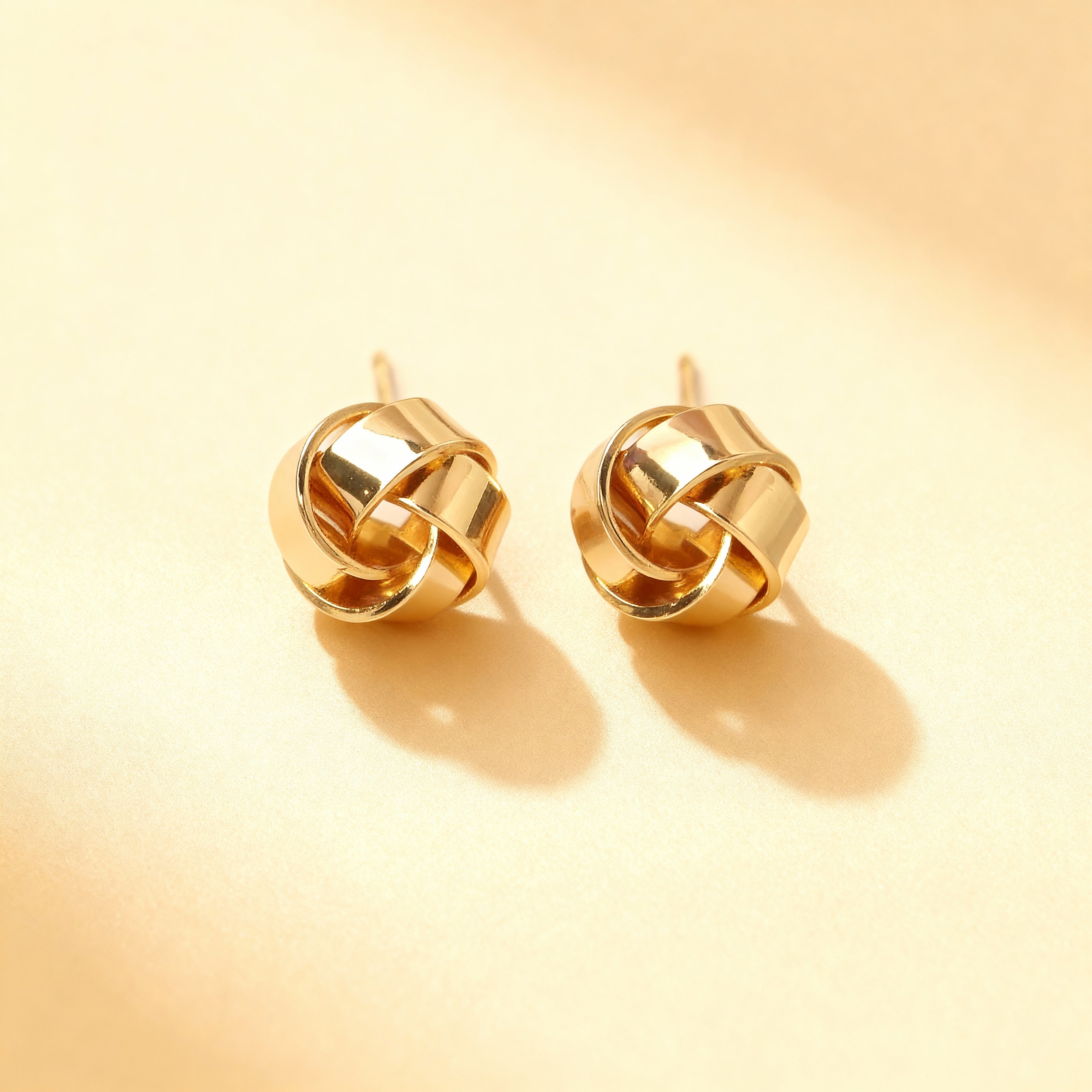 Gold Knot Round Stud Earrings