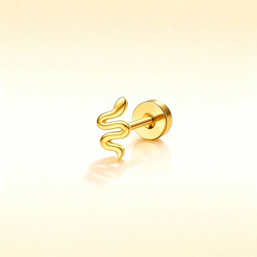 Golden Snake Stud Earring