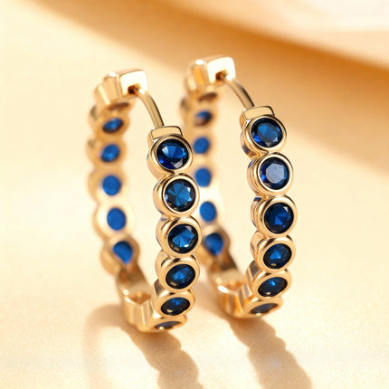 Sparkling Gemstone Hoop Earrings