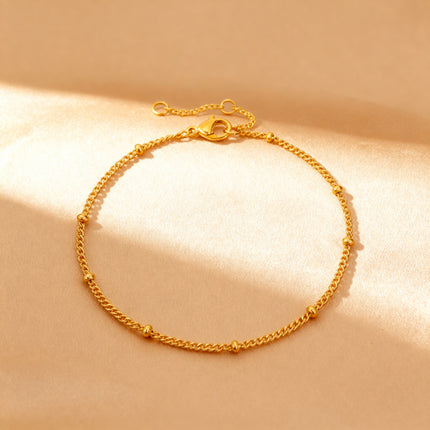 Delicate Beaded Gold Chain Bracelet