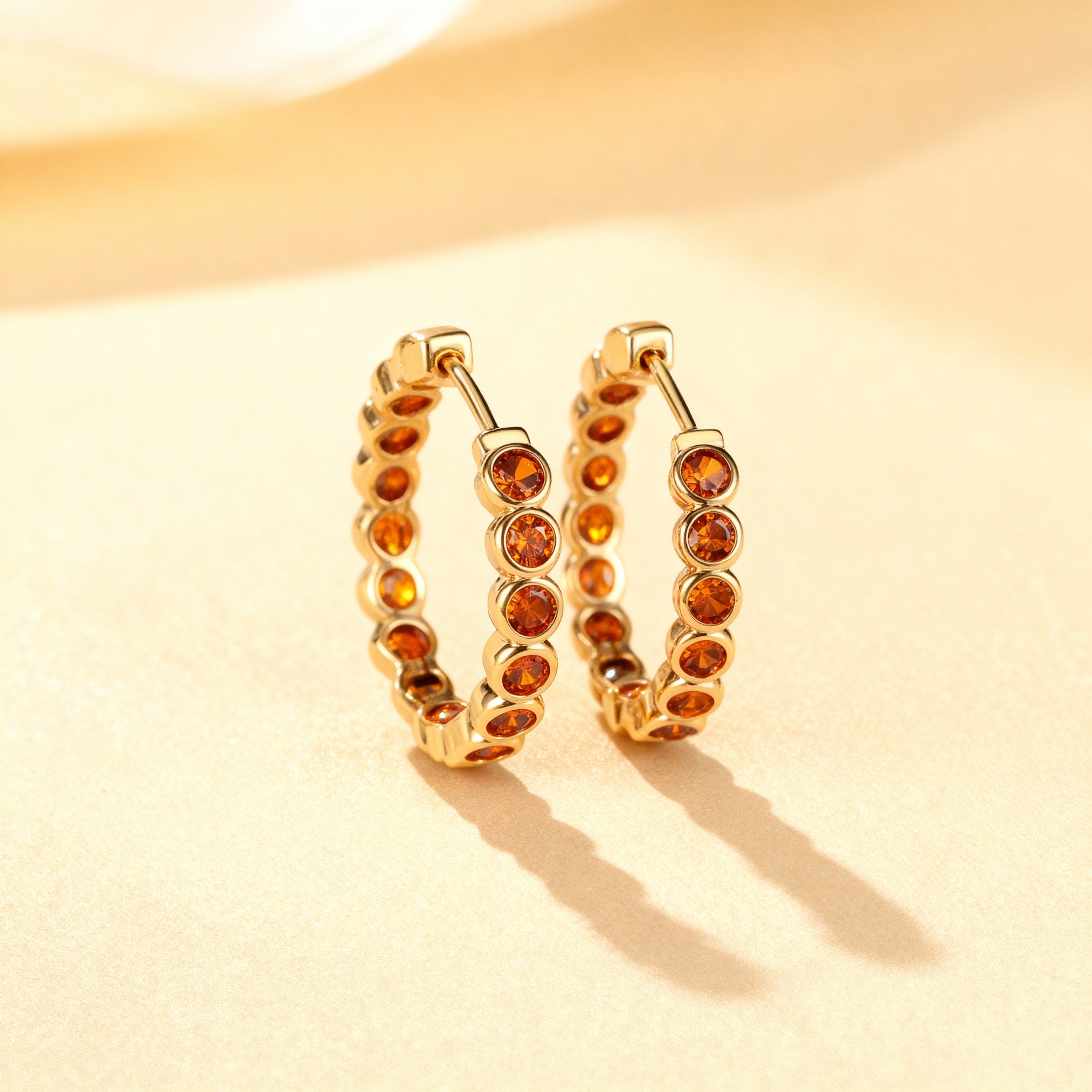Sparkling Gemstone Hoop Earrings