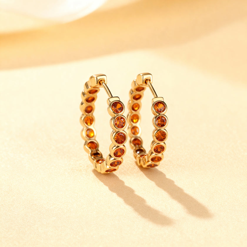 Sparkling Gemstone Hoop Earrings
