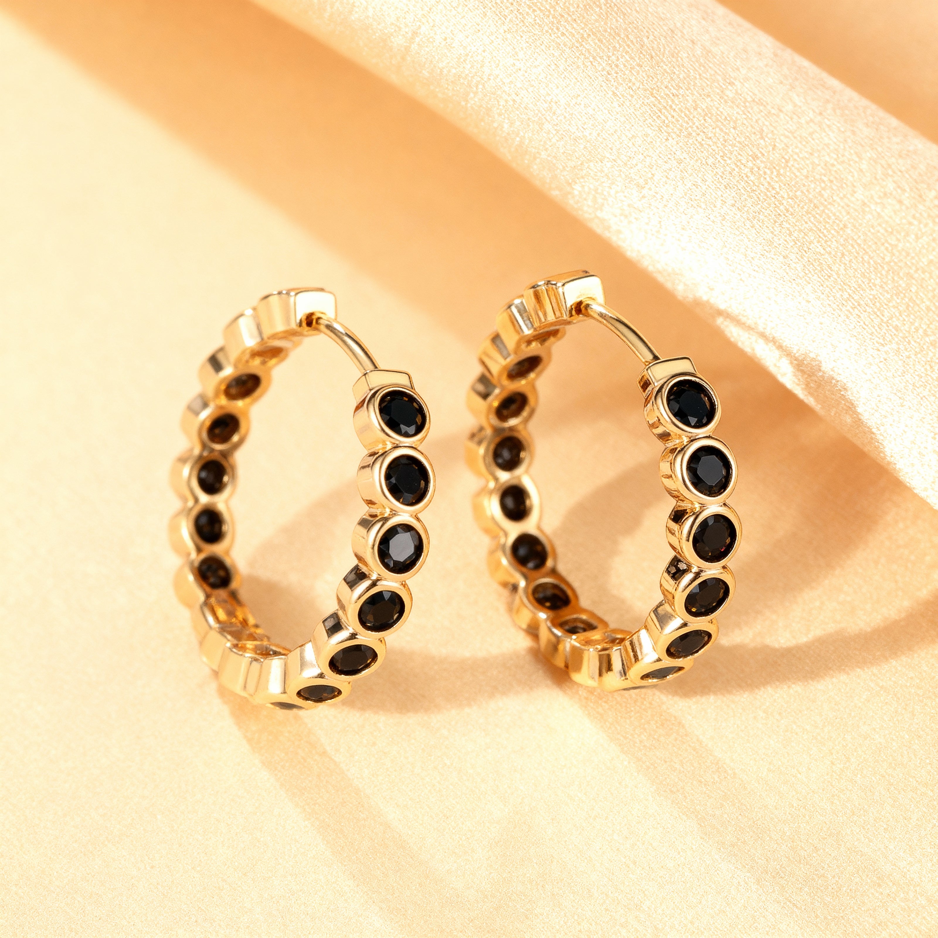 Sparkling Gemstone Hoop Earrings