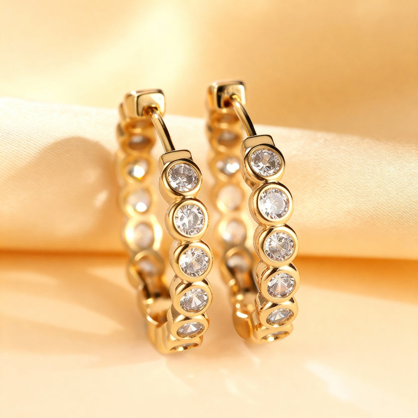 Sparkling Gemstone Hoop Earrings