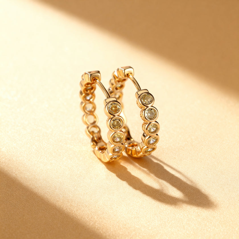 Sparkling Gemstone Hoop Earrings