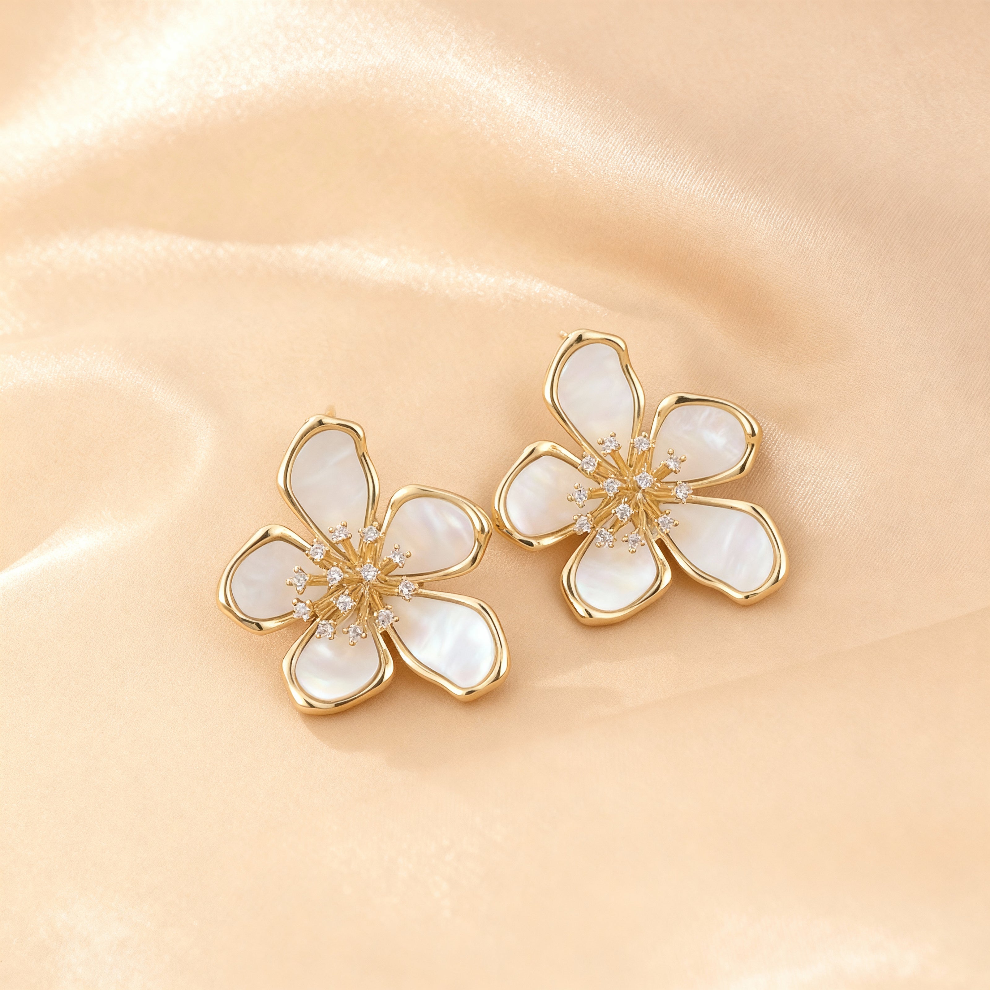 Elegant Pearl Flower Drop Earrings