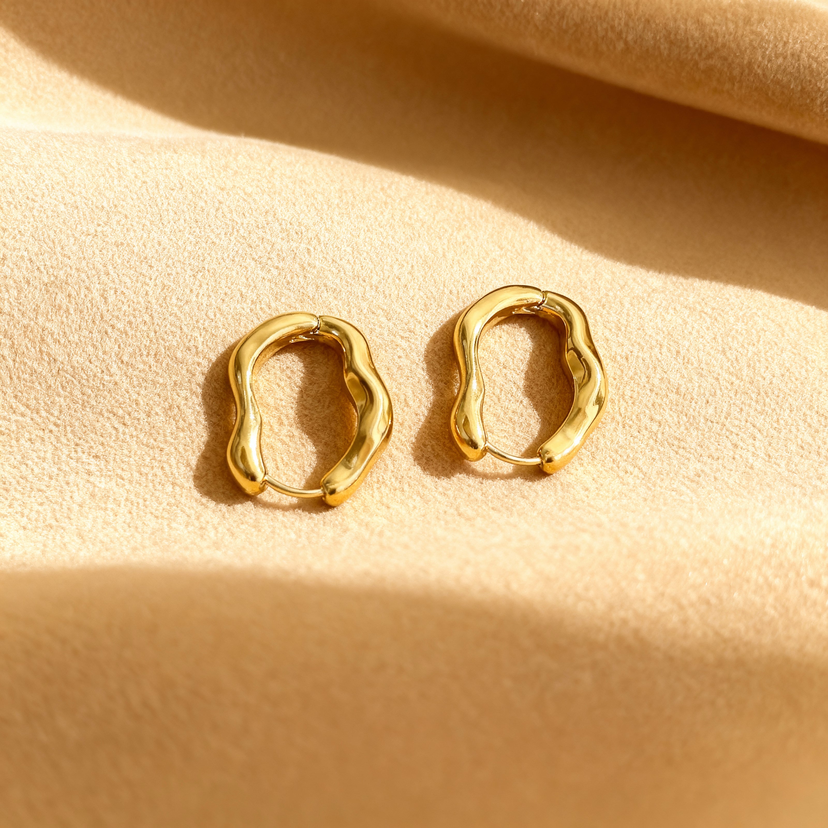 Abstract Gold Textured Hoop Earrings