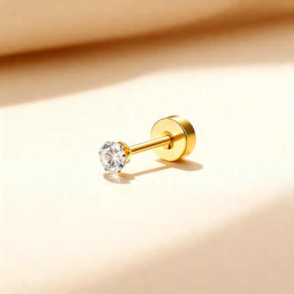 Gold Stud Earring with Crystal