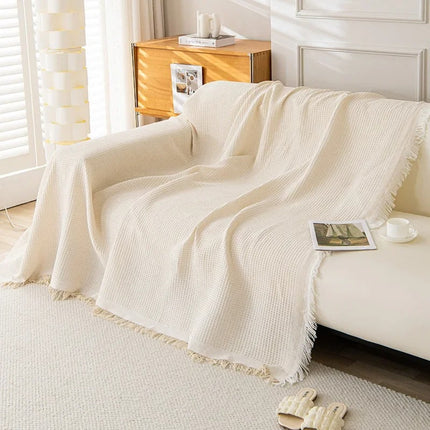 Solid Color Tassel Sofa Blanket