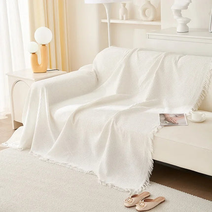 Solid Color Tassel Sofa Blanket
