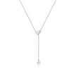 Silver Double Heart Lariat Necklace