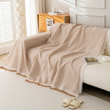 Solid Color Tassel Sofa Blanket