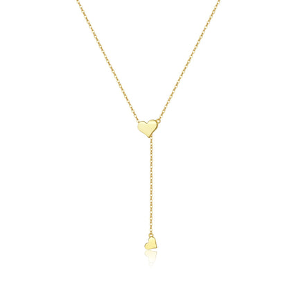 Gold Plated Double Heart Lariat Necklace