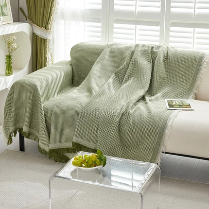 Solid Color Tassel Sofa Blanket