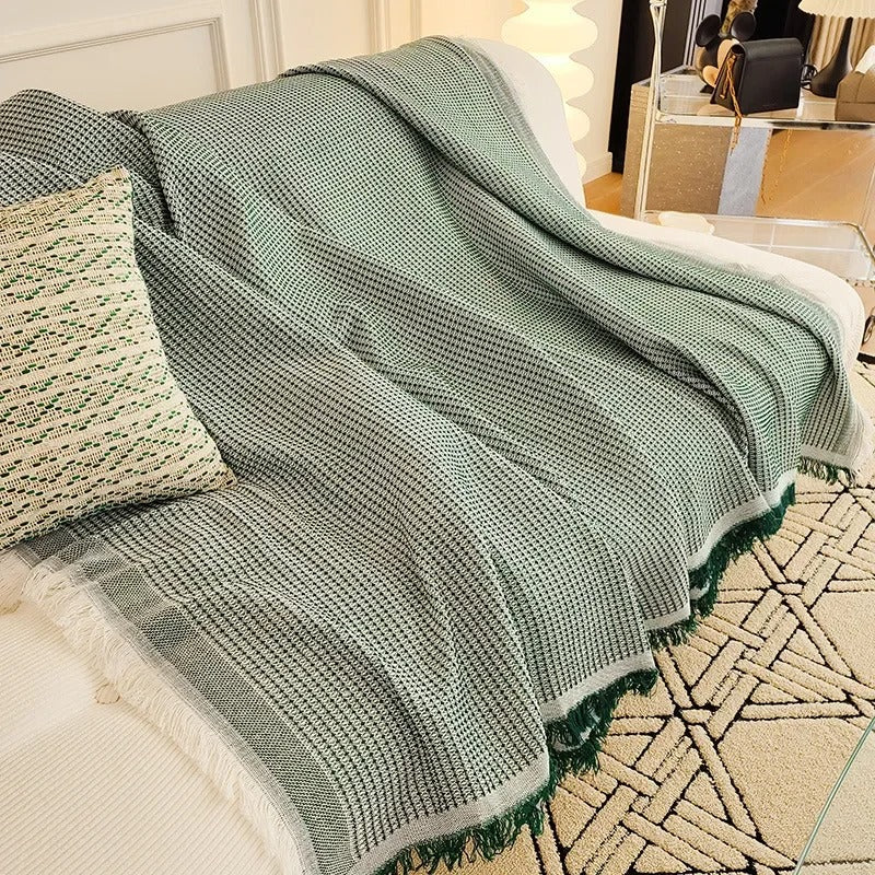 Solid Color Tassel Sofa Blanket