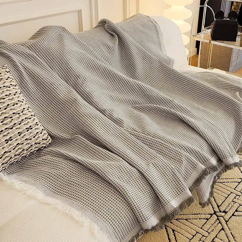 Solid Color Tassel Sofa Blanket