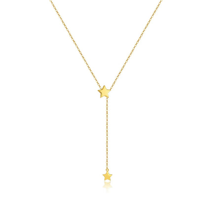 Gold Plated Double Star Lariat Necklace