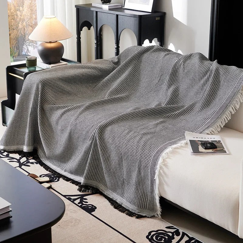 Solid Color Tassel Sofa Blanket