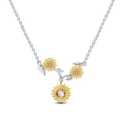 Silver Triple Sunflower Necklace