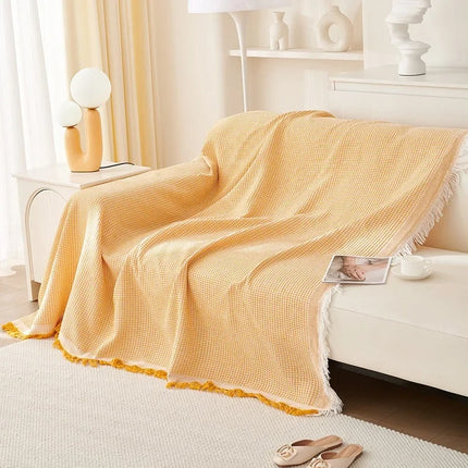 Solid Color Tassel Sofa Blanket